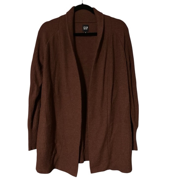 Gap Brown Open Front Cardigan Sweater Merino Wool Blend Size S - Picture 1 of 3